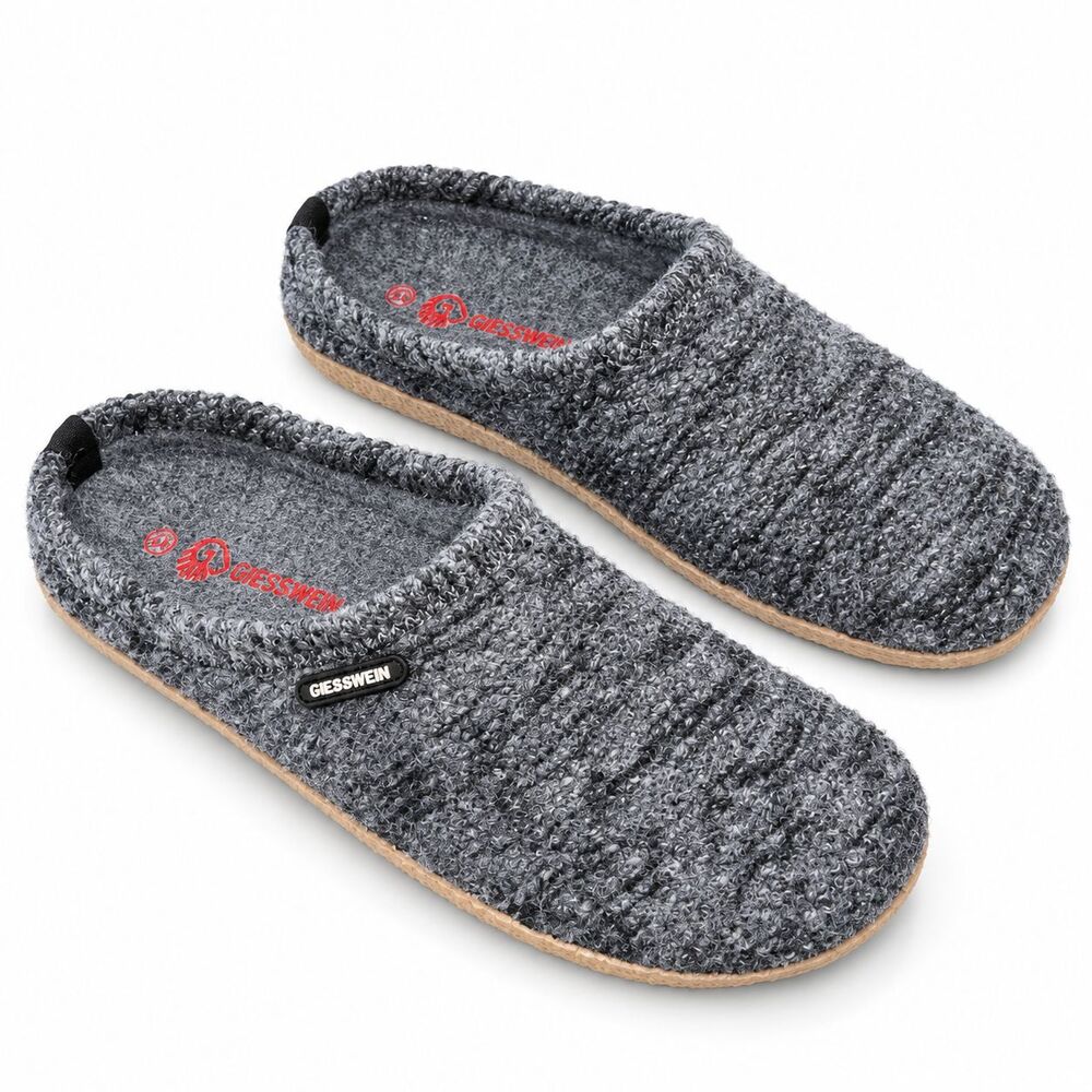 Giesswein Sopo Veitsch Wool Slippers EU 44 Gray Boiled Wool Clogs House Shoes